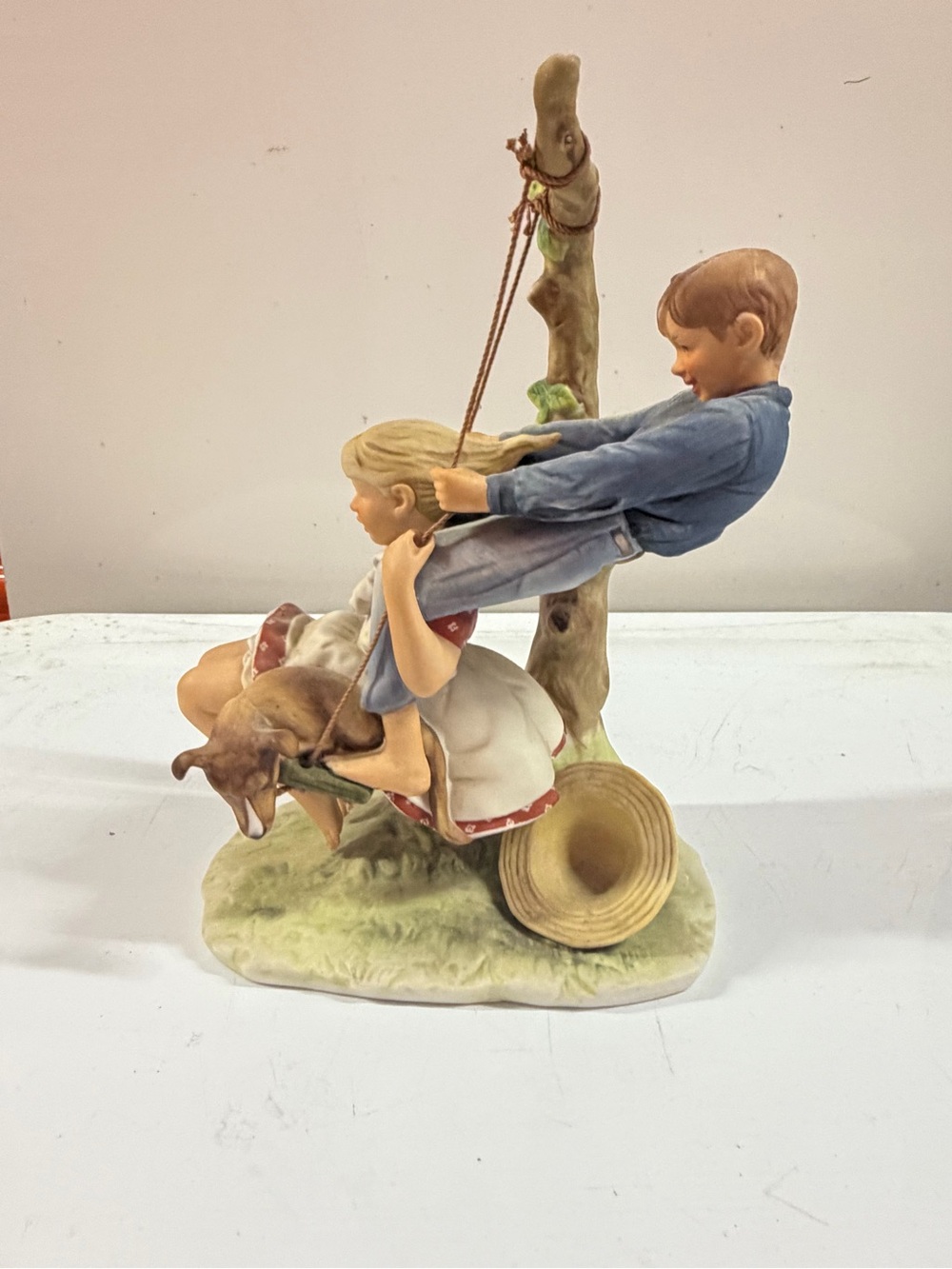 Vintage Gorham Norman Rockwell Summer Flying High Figurine 1949 Tree Swing